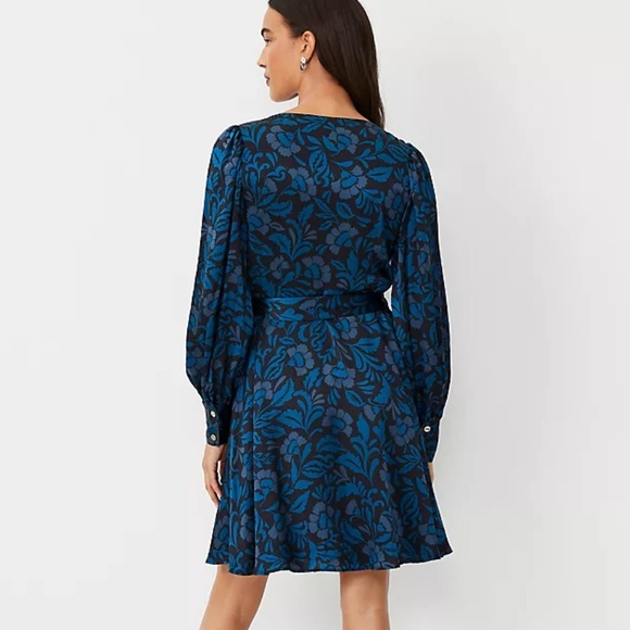 Ann Taylor Floral Silk Wrap Dress Studio Collection - Picture 2 of 8